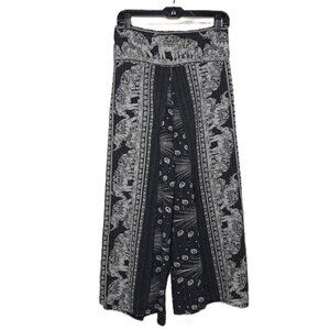 Thailand Cotton Elephant Faux Wrap Palazzo Pants S Boho Preppy Ethnic